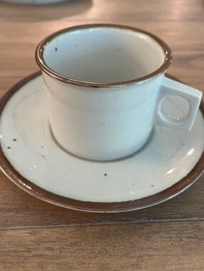 Dansk Brown Mist Sq Handle Cup & Saucer Set Niels Refsgaard Vintage 1970